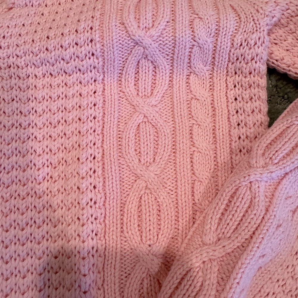 27 Miles Malibu Revolve Pink Cotton Open Cable Knit  Maiken Sweater Size XS - Picture 4 of 9